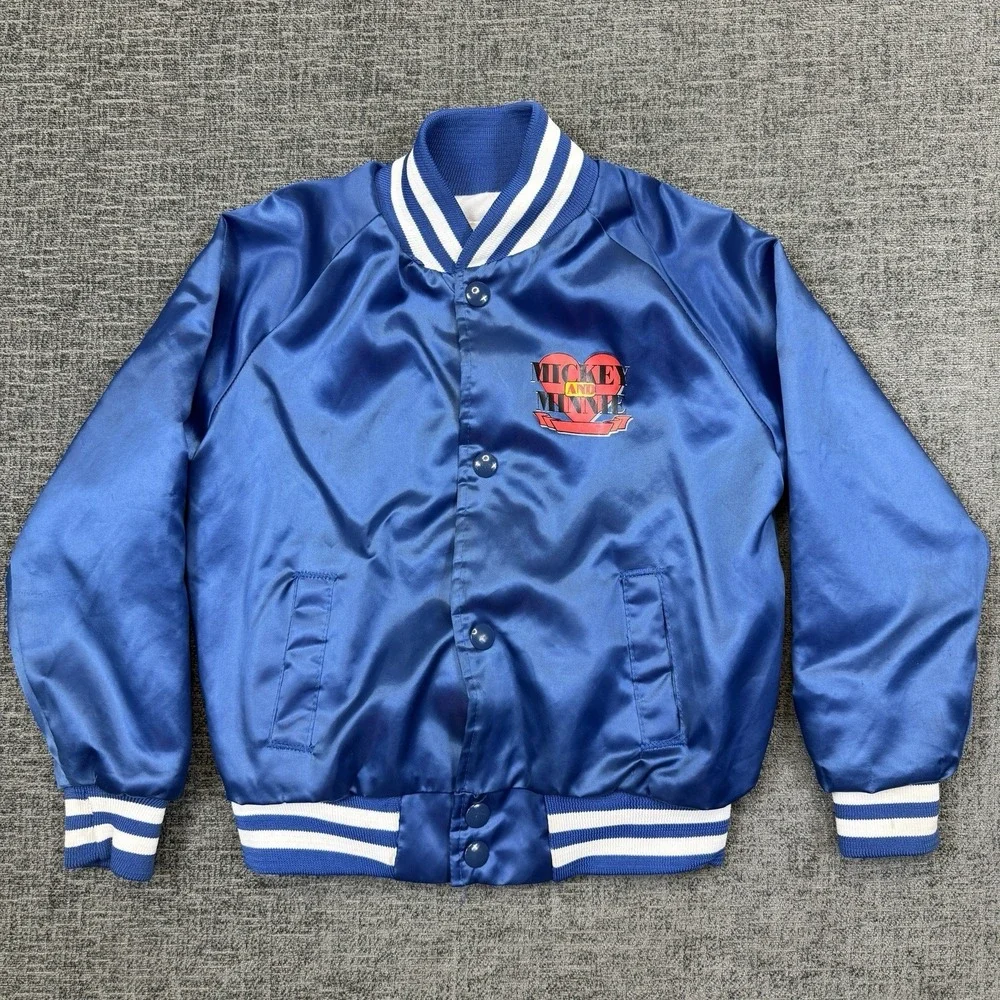 Vintage 80s 90's Chalk Line Mickey Mouse & Minnie Toddler Satin Jacket Blue‎ 6/7